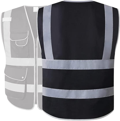 XIAKE 9 Pockets Class 2 High Visibility Reflective Safety Vest for Men Women,Meets ANSI/ISEA Standard
