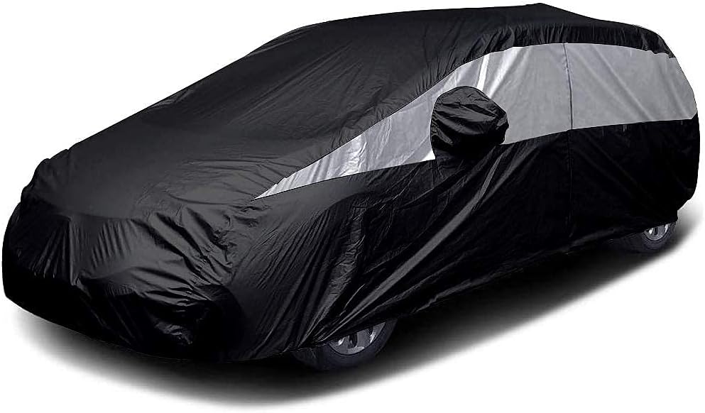 Titan Jet Black Poly 210T Car Cover for Sedans 186-202". Waterproof, UV Protection, Scratch Resistant, Driver-Side Zippered Opening. Fits Camry, Accord and More.