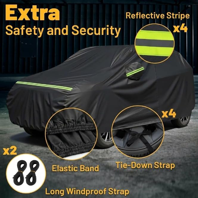 Favoto SUV Car Cover Waterproof All Weather 6 Layers Heavy Duty Car Cover for Automobiles Rain Sun Snow UV Protection with Inner Cotton Car Cover Outdoor Universal Fit for SUV (188-198 inch) Silver