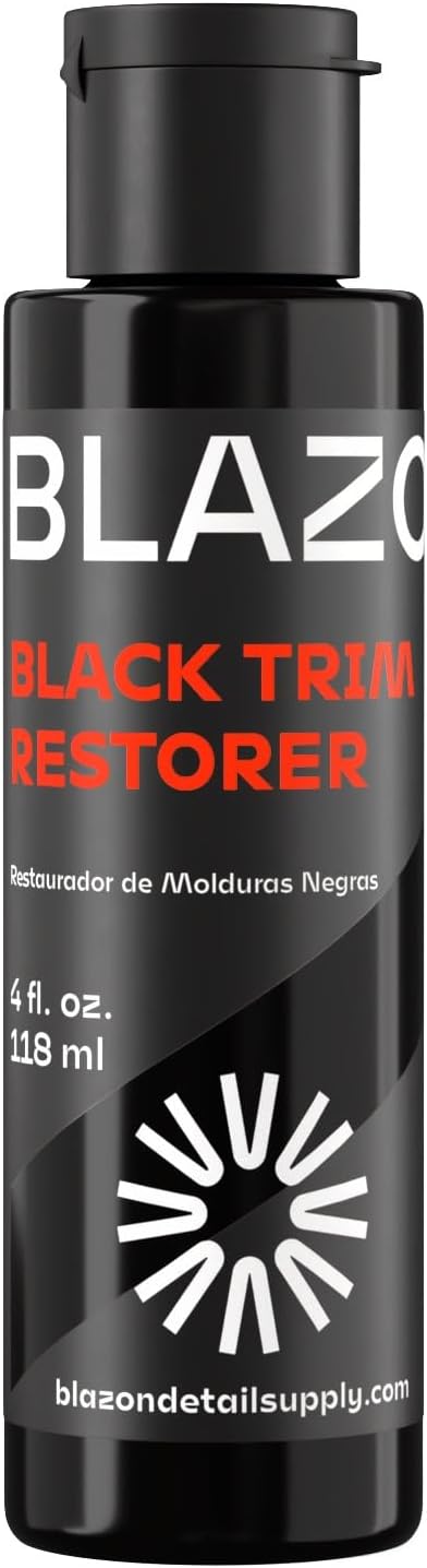 BLAZON Black Trim Restorer – Dye-Infused Plastic Restorer for Faded Exterior Trim, Deep Black Finish, Scratch Correction, Long-Lasting Durability & UV Protection - 8 oz