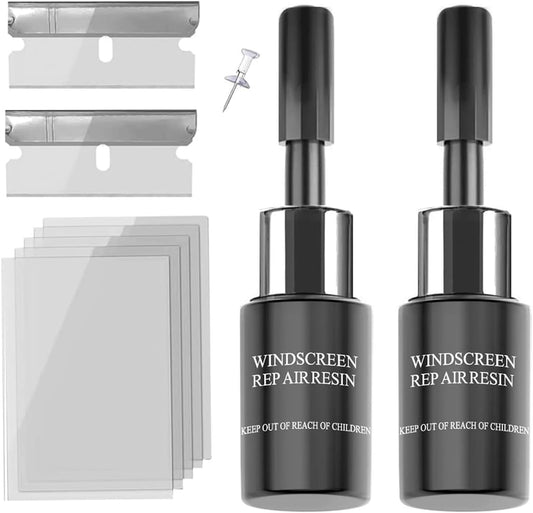 Windshield Crack Repair Kit, 2 Bottles Nano Glass Crack Repair Liquid Quick Windshield Repair for Chips and Cracks-deep Dark