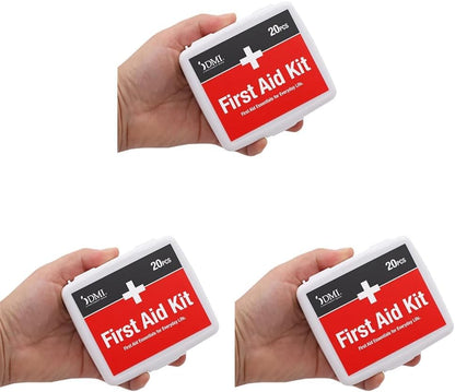 DMI First Aid Kit, Mini 20 Piece Kit, Small and Compact All Purpose Use for Minor Cuts and Scrapes, Durable Water Resistant Case, Convenient and Portable, White, 1 Count