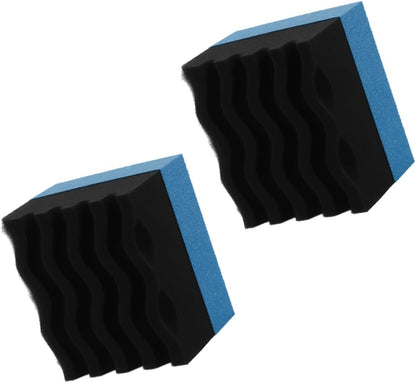 Car Tire Dressing Applicator Pad, Soft Sponge Tire Shine Applicator, Reusable Washable Wax Sponge, Anti-Spill Corrugated Surface Tire Care Cleaning Pad for Auto Detailing(Black&Green)