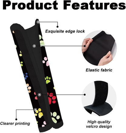 2Pcs Soft Auto Seat Belt Cover Pad Cute Cat Print Colorful Car Seatbelt Shoulder Cushion for Comfortable Driving, Compatible with All Cars' Seatbelt and Backpack Straps