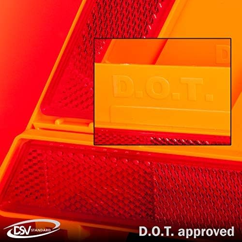 DSV Standard Warning Triangles, Safety Triangles DOT Approved, Plastic, 3 Pack, Reflective Triangles with Heavy Base, FMVSS 571.125 &Carrying Case Included