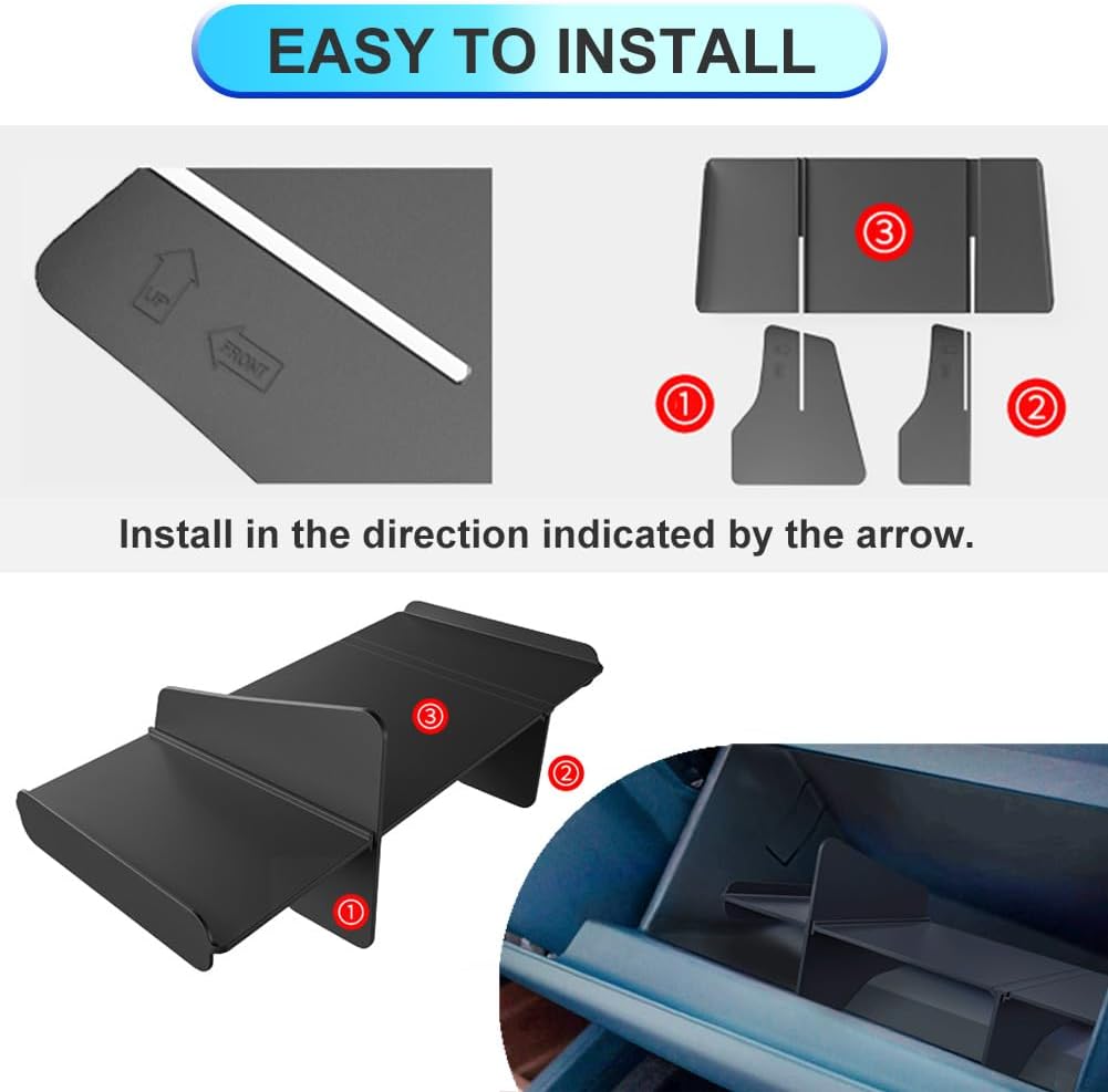 Car Storage Organizer for Ford Maverick 2026 2025 2024 2023 2022 Glove Box Organizers Insert Compartment Tray ABS Black Dividers for Ford Maverick Accessories