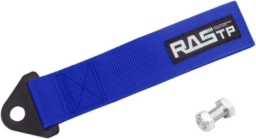 RASTP High Strength Racing Tow Strap, Tow Hook Fit for Front or Rear Front Bumper Decorative Trailer Belt (Black)