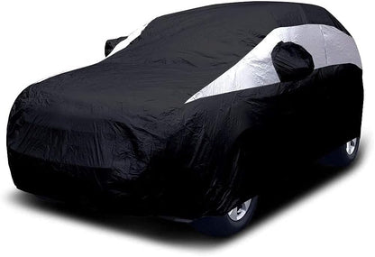 Titan Jet Black Poly 210T Car Cover for Sedans 186-202". Waterproof, UV Protection, Scratch Resistant, Driver-Side Zippered Opening. Fits Camry, Accord and More.