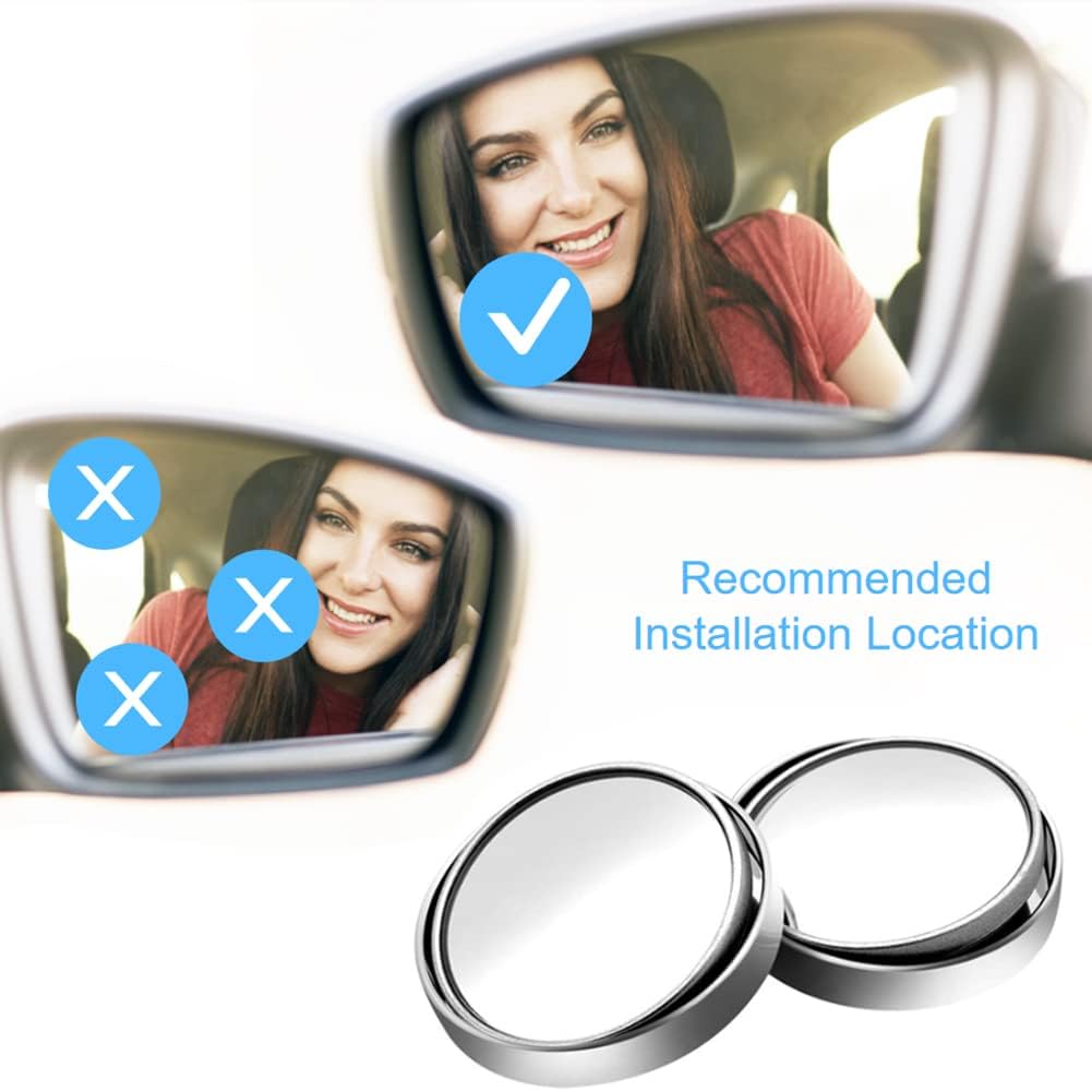 OBTANIM 4 Pack Blind Spot Mirror 2 Inch Angle Adjustable HD Glass Round Car Side Rear View Convex Mirror Accessories with Frame for Car SUV Trucks Motorcycles