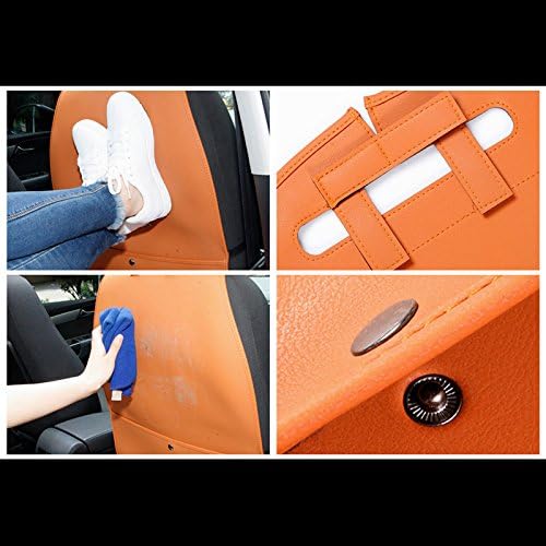 HCMAX 2 Pack Kick Mat Car Seat Back Protector Waterproof Easy to Clean Multifunctional Organizer Storage Bag Travel Accessory PU Leather Black