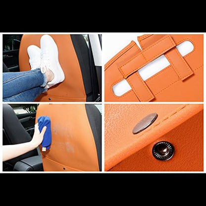 HCMAX 2 Pack Kick Mat Car Seat Back Protector Waterproof Easy to Clean Multifunctional Organizer Storage Bag Travel Accessory PU Leather Black