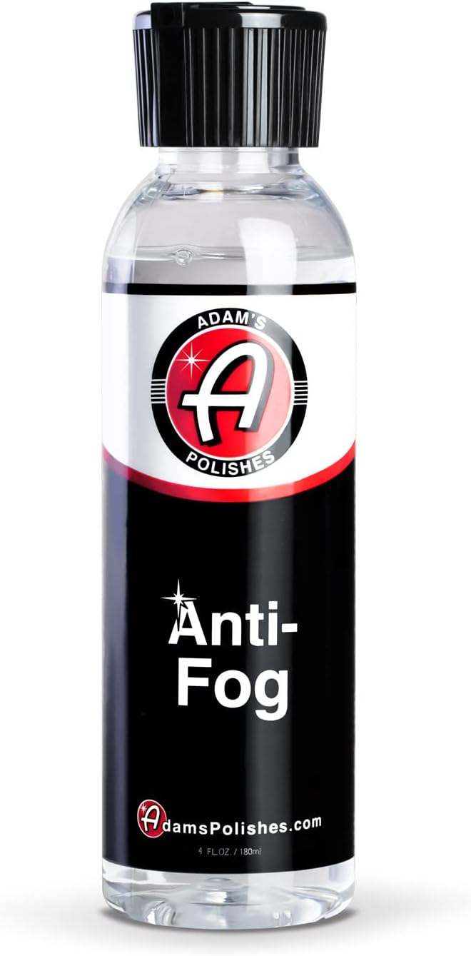 Adam's Polishes Anti-Fog (4 fl. oz) - Glass, Mirror, Shower Door, Visor, Lens Anti-Condensation Treatment | Long-Lasting, Easy Application | Safe for All Surfaces - Helmets, Visors, & Face Shields