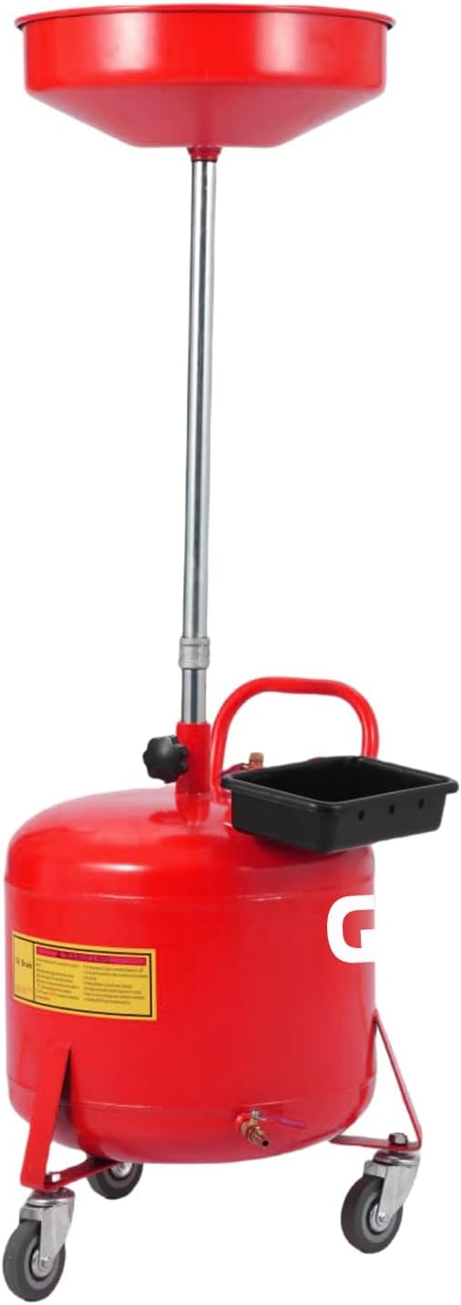 Garvee 8 Gallon Portable Waste Oil Drain Tank, Oil Lift Drain Pan Air Operated Drainer, Fluid Fuel Drainage Adjustable Funnel Height with Wheels