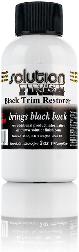 Solution Finish - Black Plastic & Vinyl Trim Restorer - Use for Car and Truck Detailing, No Wet Look, Instantly Revives Color to Trim, Bumpers, Mud Flaps, Etc., Black (12 oz)