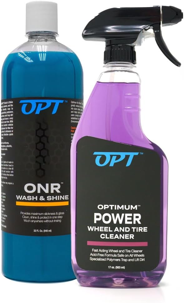 Optimum No Rinse Version 5 (32 Oz) and Big Red Sponge (BRS) Car Cleaning Kit, ONR Rinseless Car Wash and Wash Sponge for Washing and Auto Detailing