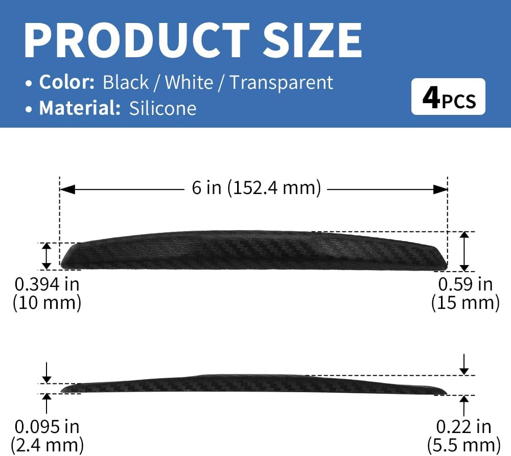 4PCS Car Door Edge Guards Universal 3D Carbon Fiber Texture Anti-Collision Scratch Protector Strips Flexible Silicone Trim with Nano Adhesive for Sedan SUV Truck Black