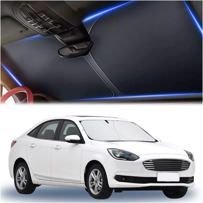300T Thickened Automotive Glass Sunshade and Comes with Storage Bag,Keep Car Interior Cool,Universal Windshield Sun Shade Fit for Cars,Trucks,SUVs (L: 57.08 * 31.5 inch)