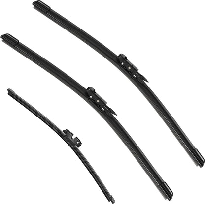 3 Pack Windshield Wiper Blades Compatible with Mazda CX-5 2017-2025 and CX-9 2016-2023, Front and Rear, 24" 18" 14" - Colors A