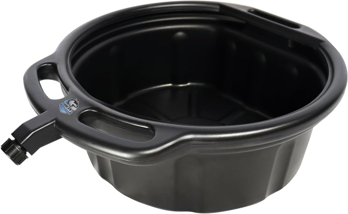 HKTE 16L Oil Drain Pan, 4.2 Gallon Large Capacity Oil Change Pan with Anti-Splash Lip & Wide Pour Spout, Heavy Duty HDPE Oil Catch Container for Cars, Trucks, SUV Maintenance