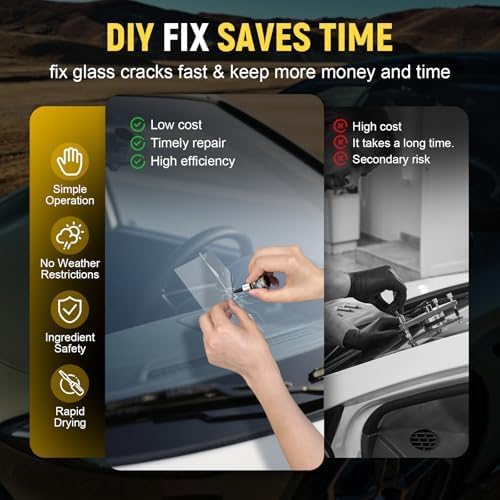 Windshield Chip Repair Kit, Windshield Repair Kit, DIY Car Glass Resin Repair Kit with Enhanced Injection Head Suction Cup Quick Fixing for Bullseye Cracks & Chips,2 Pack
