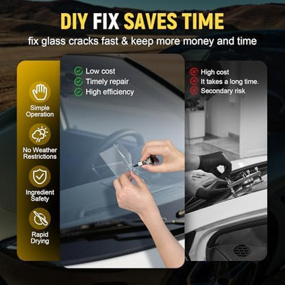 Windshield Chip Repair Kit, Windshield Repair Kit, DIY Car Glass Resin Repair Kit with Enhanced Injection Head Suction Cup Quick Fixing for Bullseye Cracks & Chips,2 Pack