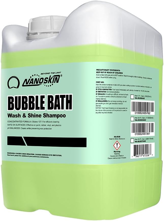 Nanoskin BUBBLE BATH Foaming Car Wash Shampoo 30 Gallons - Works with Foam Cannon, Gun, Bucket Washes, Car Soap for Pressure Washer | For Car, Truck, Motorcycle, RV & More, Green,3840 Fl Oz(Pack of 1)
