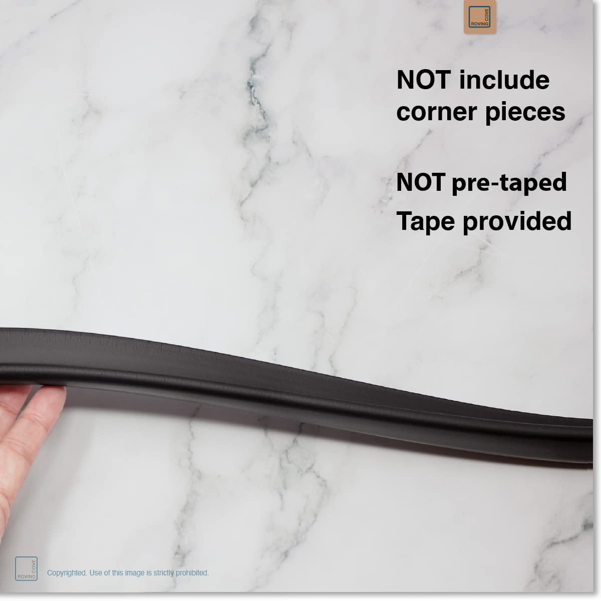 Roving Cove HeftyFit Edge Protector for Baby Proofing (6ft Large Edge Only), Heavy-Duty Soft Rubber Foam Furniture Edge Bumper Guards, Desk Edge Cushion, Wall Corner Covers, 3M Adhesive, Onyx Black