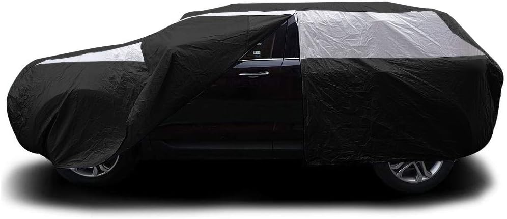 Titan Jet Black Poly 210T Car Cover for Sedans 186-202". Waterproof, UV Protection, Scratch Resistant, Driver-Side Zippered Opening. Fits Camry, Accord and More.