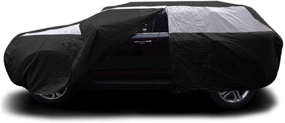 Titan Jet Black Poly 210T Car Cover for Sedans 186-202". Waterproof, UV Protection, Scratch Resistant, Driver-Side Zippered Opening. Fits Camry, Accord and More.