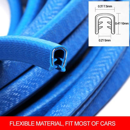 Car Door Edge Guards Blue, 32.8Ft(10M) Car Door Edge Protector Rubber U Shape Edge Trim Universal Fit for Jeep Trucks Offroad SUV All Vehicles with Rubber Mallet(Blue 32.8FT)