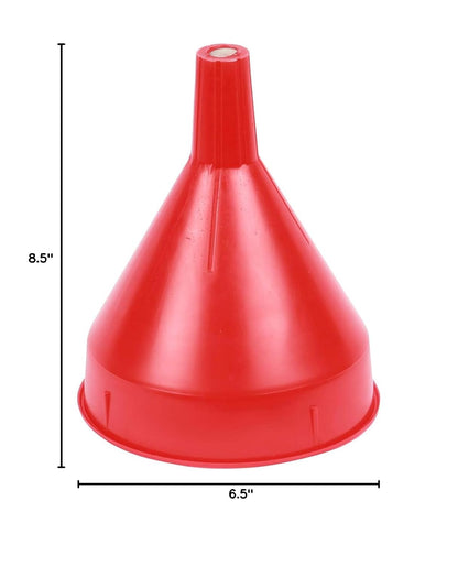 WirthCo 32002 Red Safety Funnel with Screen/Strainer Funnel for Oil, Fuel, Gas, and Automotive Large 2 Quart Capacity