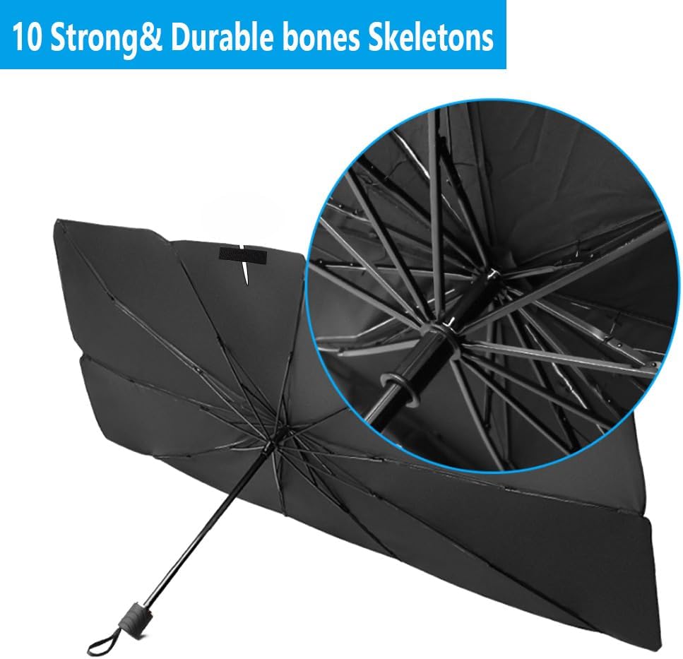 Windshield Sun Shade 2025 Car Accessories 100% Blackout Car Front Windsow Shades Umbrella Automotive Sun Visor Block Heat Insulation Protection (Black Eyes)