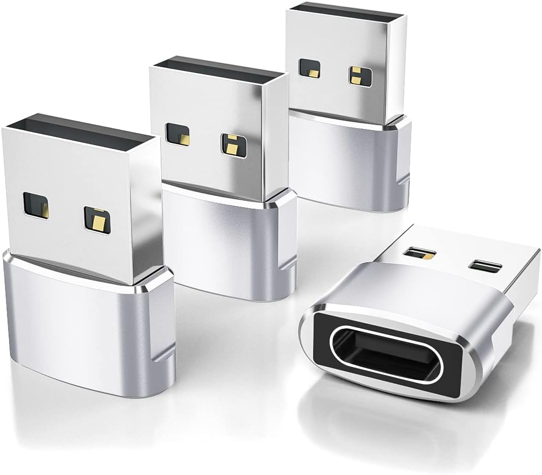 Elebase USB to USB C Adapter for iPhone 17 4Pack,USBC Female to A Male Car Charger Adapter,Type C Converter Apple 17e 16 Pro Max 15 14 Plus,iWatch Watch 11 10 Ultra 3,iPad Air,Samsung Galaxy S26