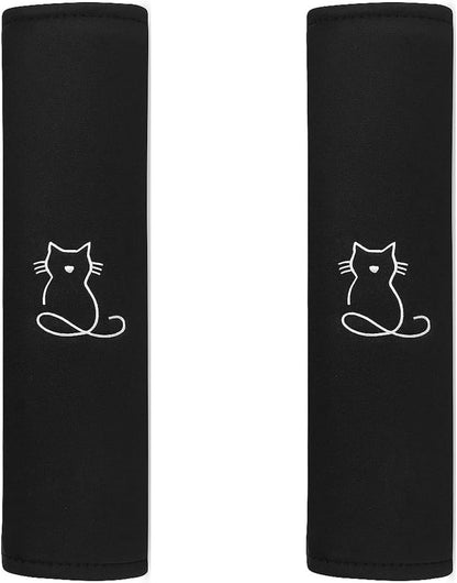 2PCS Car Seat Belt Covers, Breathable Soft Seat Strap Cushion Pad for Neck Shoulder Protection, Universal Safety Vehicle Interior Harness Pad Accessories for Cars, SUVs, Trucks (Cat)