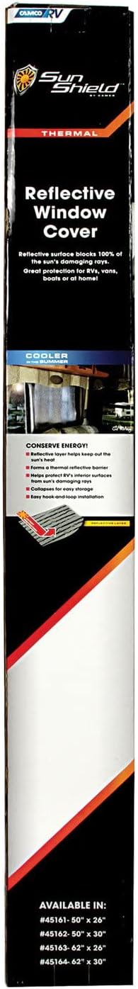 Camco 45164 62" x 30" SunShield Reflective Window Cover