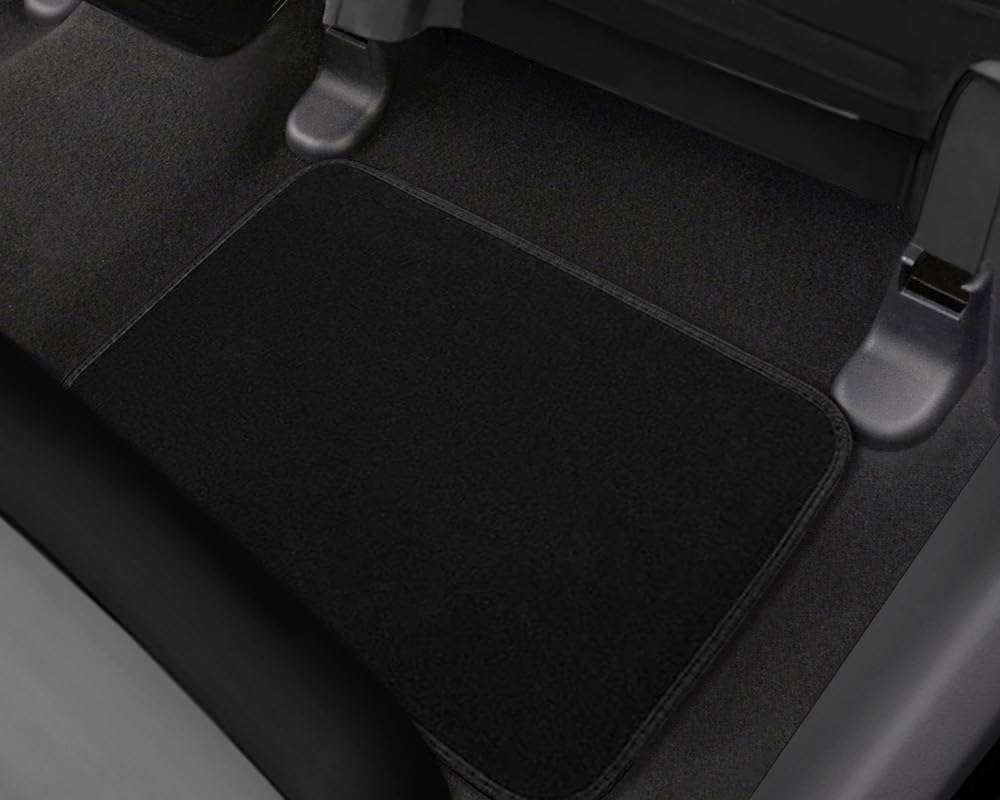 CarsCover Premium Vehicle Mats 4-Piece with Vinyl Heel Pad, Black Carpet Driver Passenger and Rear Floor Mats