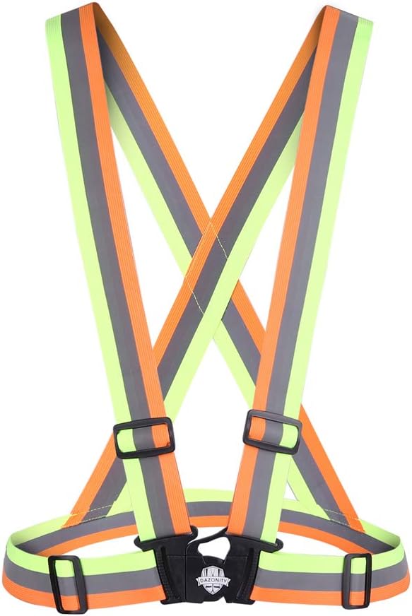 Dazonity High Visibility Safety Vest,10 Packs,Lightweight,Adjustable & Elastic Vest,Hi Vis Reflective Strips, Fit for Men & Women, Construction,Cycling, Runnning, Surveyor, (Yellow)