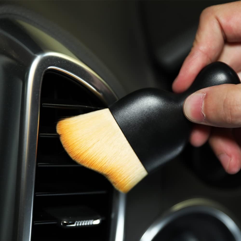 AOCISKA Car Interior Detailing Brush,Soft Bristle Cleaning Brush Car Detailing Brush Dusting Brush,Car Interior Cleaning Tool,Auto Detail Brush Car Dash Duster Brush (Black)