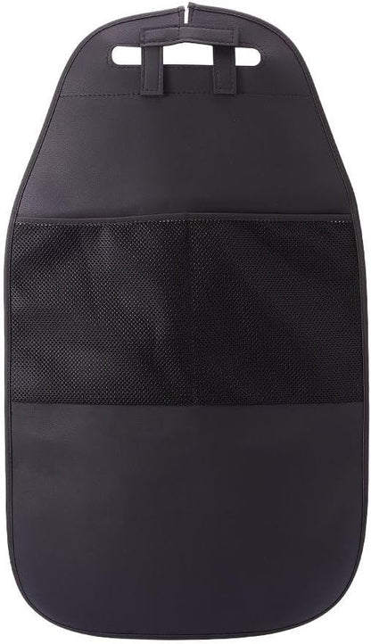 HCMAX 2 Pack Kick Mat Car Seat Back Protector Waterproof Easy to Clean Multifunctional Organizer Storage Bag Travel Accessory PU Leather Black