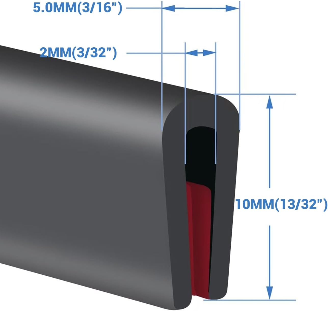Rubber Edge Trim, Self-Adhesive Rubber Edge Trim, Edge Protector for Sheet Metal, EPDM Material, Fit 1/16"(1.0mm), Length 10Ft, Black Color, U Channel Edge Trim - Colors B