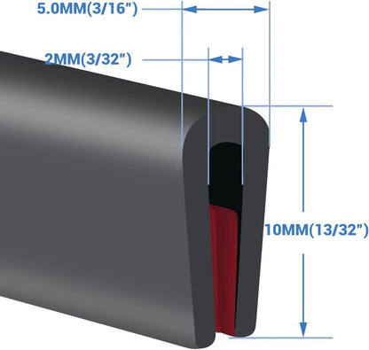 Rubber Edge Trim, Self-Adhesive Rubber Edge Trim, Edge Protector for Sheet Metal, EPDM Material, Fit 1/16"(1.0mm), Length 10Ft, Black Color, U Channel Edge Trim - Colors B