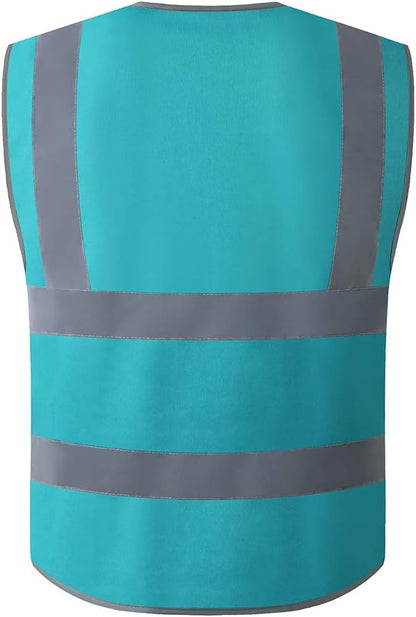 XIAKE 9 Pockets Class 2 High Visibility Reflective Safety Vest for Men Women,Meets ANSI/ISEA Standard