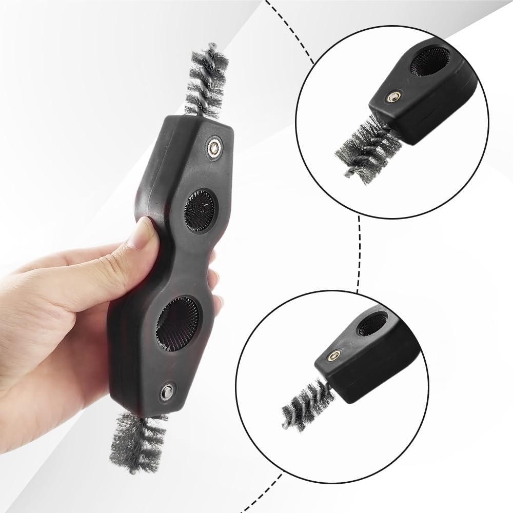 4 in 1 Car Battery Cleaning Brush, Battery Terminal Brush, Anti-Rust Auto Battery Cleaner with Steel Wire, Car Accessories Vehicle Machine Parts Cleaning Tools Fit for Auto Marine (Black)
