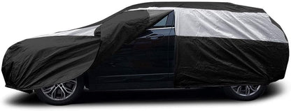 Titan Jet Black Poly 210T Car Cover for Sedans 186-202". Waterproof, UV Protection, Scratch Resistant, Driver-Side Zippered Opening. Fits Camry, Accord and More.