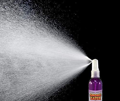 Smoke Eater Cigarette, Cigar, Cannabis & Tobacco Odor Eliminator Spray & Air Freshener for Car, Home, Clothes — Lavender, 4 oz Travel Size — Tea Tree Oil Formula, Non-Aerosol Pump Spray
