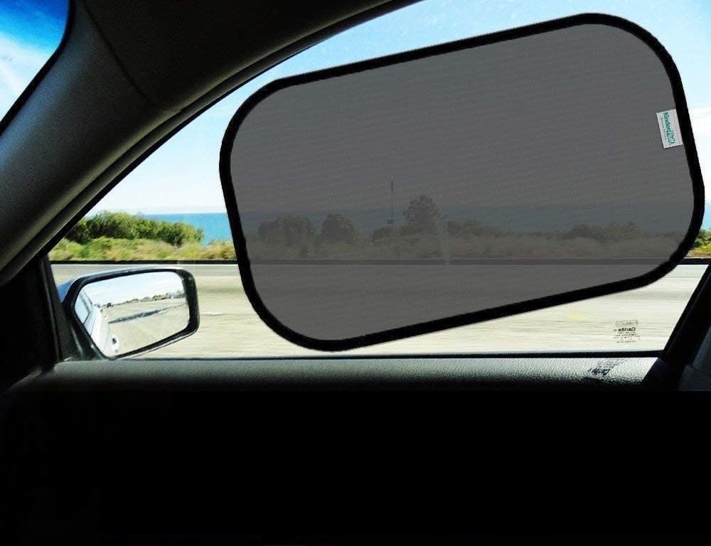 Car Window Shades - Certified 99.79% UVA & 99.95% UVB sun protection. Award winning car sun shade for side windows. 4 Pack (2 Transparency options) 20" x 12" -window shade for car baby by Kinder Fluff
