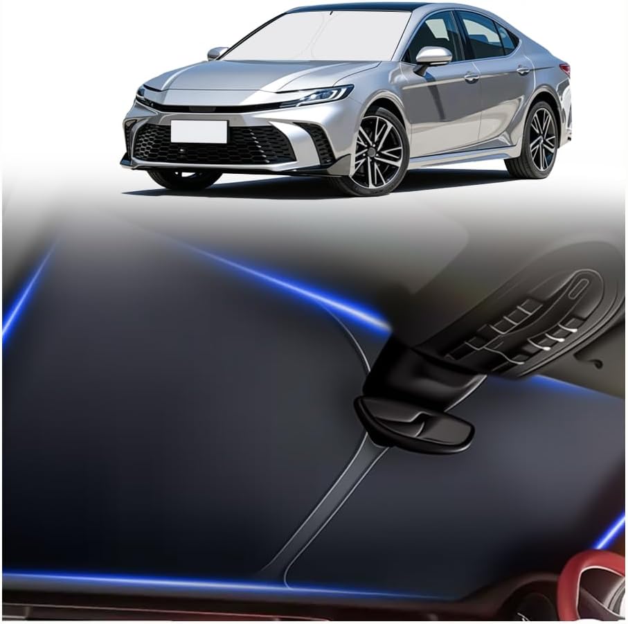 300T Thickened Automotive Glass Sunshade and Comes with Storage Bag,Keep Car Interior Cool,Universal Windshield Sun Shade Fit for Cars,Trucks,SUVs (L: 57.08 * 31.5 inch)