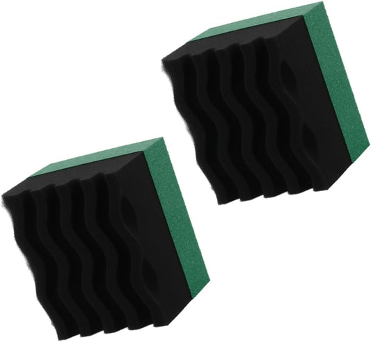 Car Tire Dressing Applicator Pad, Soft Sponge Tire Shine Applicator, Reusable Washable Wax Sponge, Anti-Spill Corrugated Surface Tire Care Cleaning Pad for Auto Detailing(Black&Green)