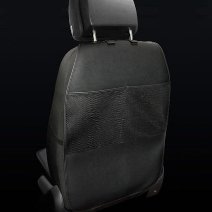 HCMAX 2 Pack Kick Mat Car Seat Back Protector Waterproof Easy to Clean Multifunctional Organizer Storage Bag Travel Accessory PU Leather Black