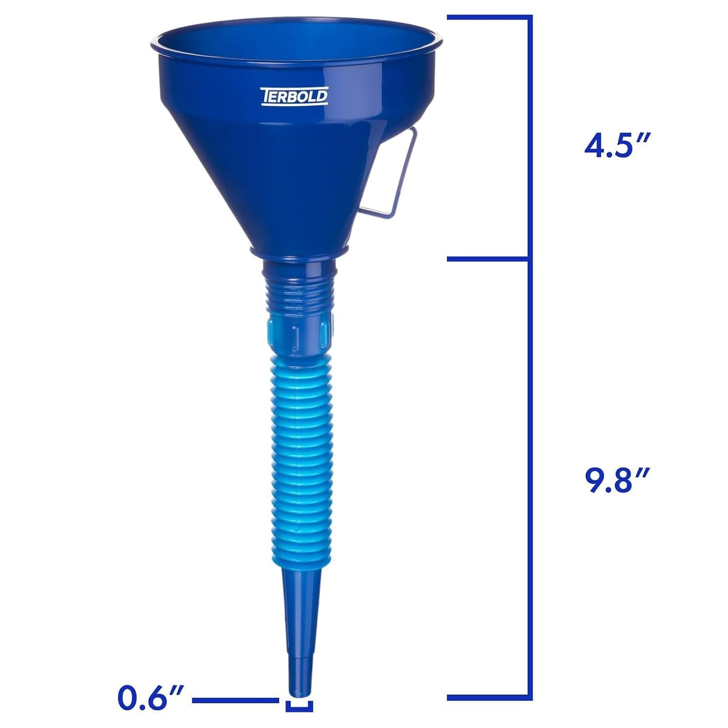 Automotive Flex Funnel with Hose | Wide Mouth Flexible Oil Funnel for Automotive Use - Gas, Transmission Fluid, Car Fuel, Oil Change (Blue)
